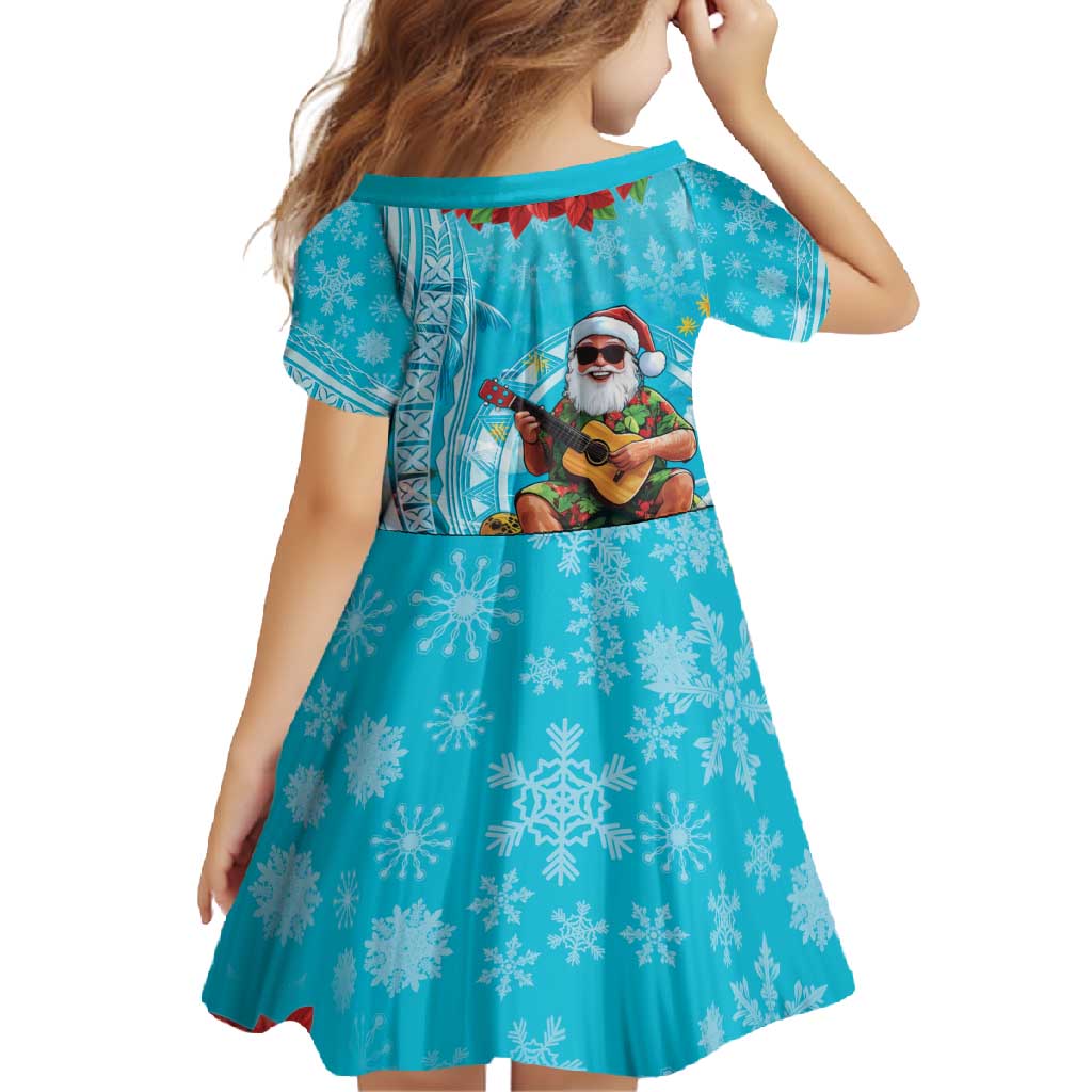 Hawaii Christmas Family Matching Mermaid Dress and Hawaiian Shirt Mele Kalikimaka Poinsettia Lei Polynesian - Blue LT14 - Polynesian Pride