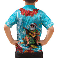 Hawaii Christmas Kid Hawaiian Shirt Mele Kalikimaka Poinsettia Lei Polynesian - Blue LT14 - Polynesian Pride