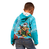 Hawaii Christmas Kid Hoodie Mele Kalikimaka Poinsettia Lei Polynesian - Blue LT14 - Polynesian Pride