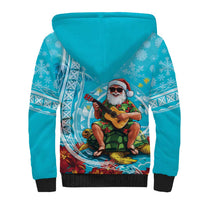 Hawaii Christmas Sherpa Hoodie Mele Kalikimaka Poinsettia Lei Polynesian - Blue LT14 - Polynesian Pride