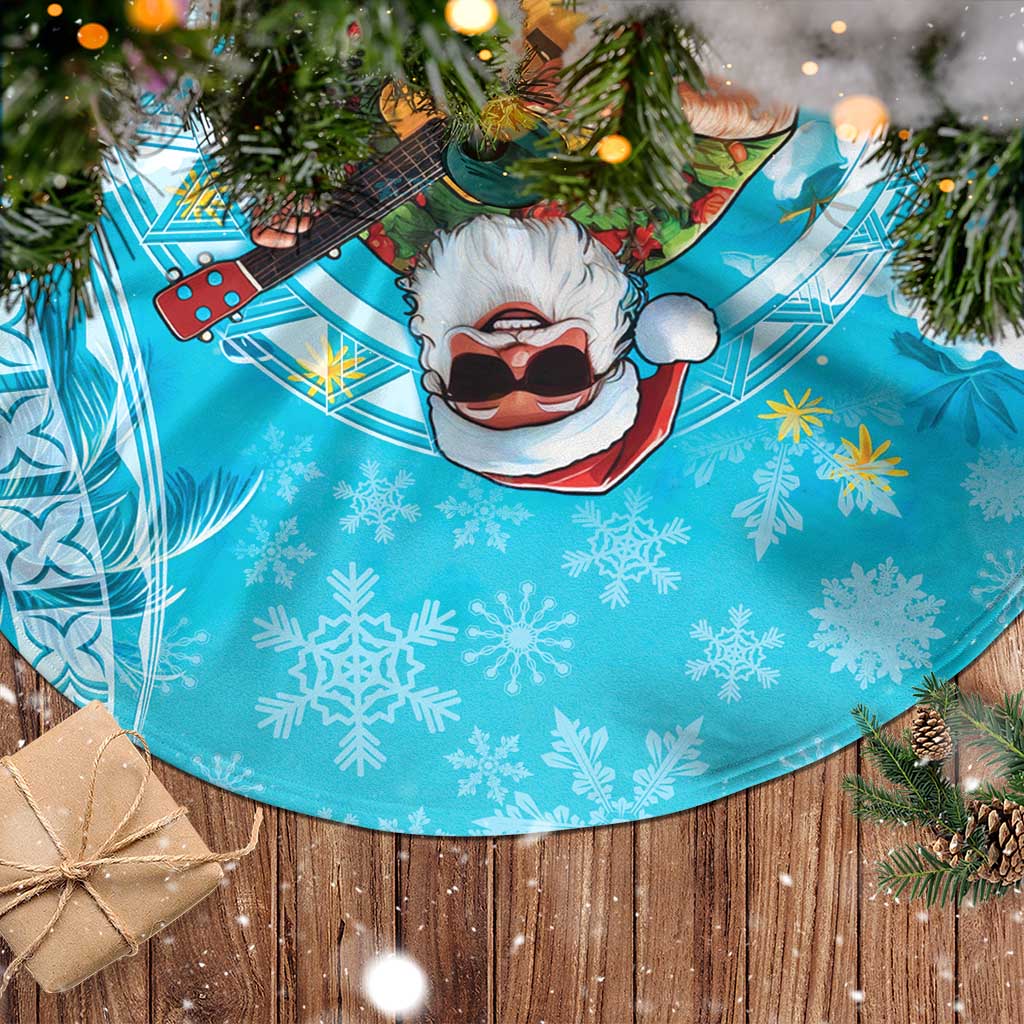 Hawaii Christmas Tree Skirt Mele Kalikimaka Poinsettia Lei Polynesian - Blue LT14 - Polynesian Pride
