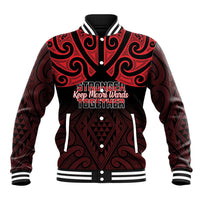 Personalised Keep Maori Wards New Zealand Baseball Jacket Stronger Together Aotearoa Taniko LT14 Unisex Black - Polynesian Pride