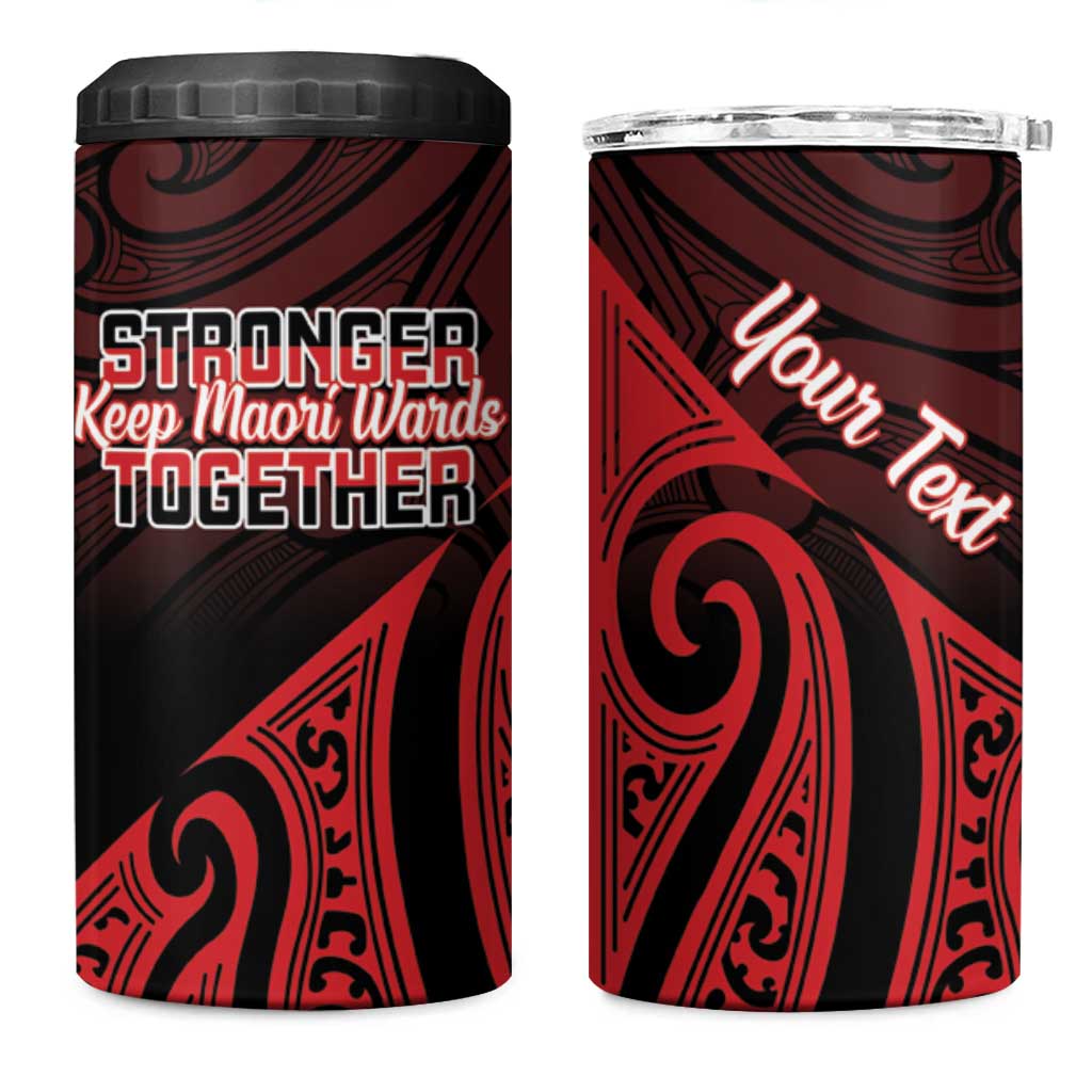 Personalised Keep Maori Wards New Zealand 4 in 1 Can Cooler Tumbler Stronger Together Aotearoa Taniko LT14 One Size: 16 oz Black - Polynesian Pride
