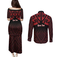 Personalised Keep Maori Wards New Zealand Couples Matching Puletasi and Long Sleeve Button Shirt Stronger Together Aotearoa Taniko LT14 - Polynesian Pride