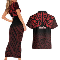 Personalised Keep Maori Wards New Zealand Couples Matching Short Sleeve Bodycon Dress and Hawaiian Shirt Stronger Together Aotearoa Taniko LT14 - Polynesian Pride