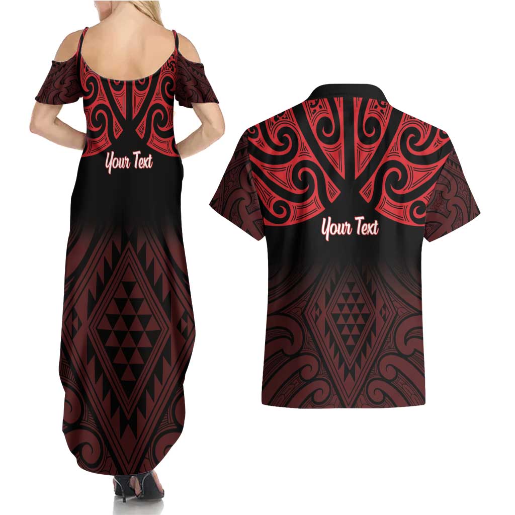 Personalised Keep Maori Wards New Zealand Couples Matching Summer Maxi Dress and Hawaiian Shirt Stronger Together Aotearoa Taniko LT14 - Polynesian Pride