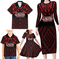 Personalised Keep Maori Wards New Zealand Family Matching Long Sleeve Bodycon Dress and Hawaiian Shirt Stronger Together Aotearoa Taniko LT14 - Polynesian Pride