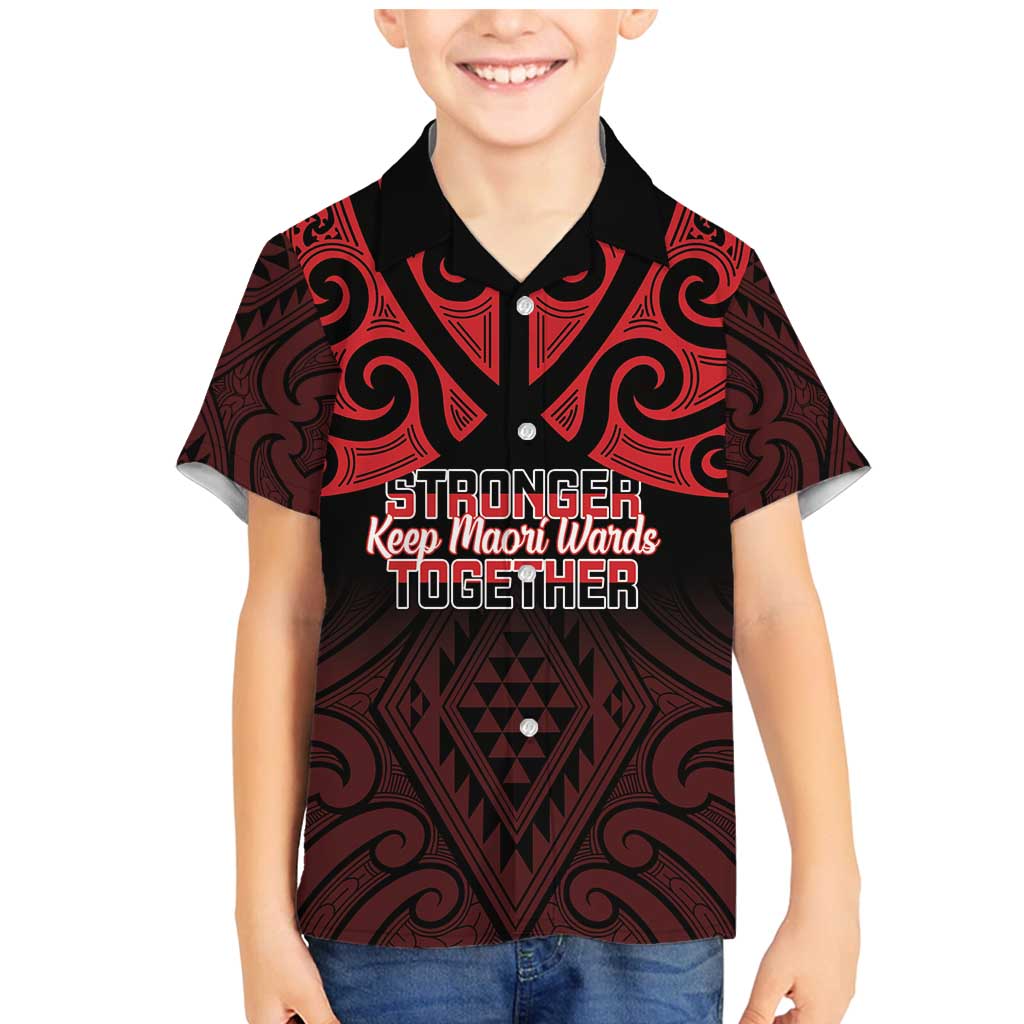 Personalised Keep Maori Wards New Zealand Family Matching Mermaid Dress and Hawaiian Shirt Stronger Together Aotearoa Taniko LT14 Son's Shirt Black - Polynesian Pride