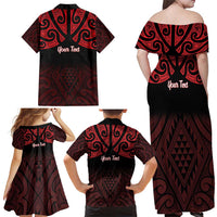 Personalised Keep Maori Wards New Zealand Family Matching Off Shoulder Maxi Dress and Hawaiian Shirt Stronger Together Aotearoa Taniko LT14 - Polynesian Pride