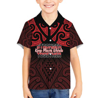 Personalised Keep Maori Wards New Zealand Family Matching Off Shoulder Maxi Dress and Hawaiian Shirt Stronger Together Aotearoa Taniko LT14 Son's Shirt Black - Polynesian Pride