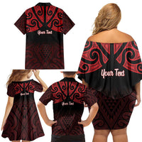 Personalised Keep Maori Wards New Zealand Family Matching Off Shoulder Short Dress and Hawaiian Shirt Stronger Together Aotearoa Taniko LT14 - Polynesian Pride