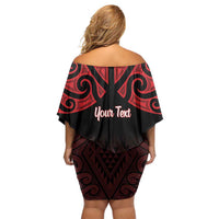 Personalised Keep Maori Wards New Zealand Family Matching Off Shoulder Short Dress and Hawaiian Shirt Stronger Together Aotearoa Taniko LT14 - Polynesian Pride