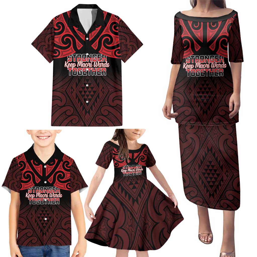 Personalised Keep Maori Wards New Zealand Family Matching Puletasi and Hawaiian Shirt Stronger Together Aotearoa Taniko LT14 - Polynesian Pride