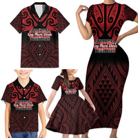 Personalised Keep Maori Wards New Zealand Family Matching Short Sleeve Bodycon Dress and Hawaiian Shirt Stronger Together Aotearoa Taniko LT14 - Polynesian Pride