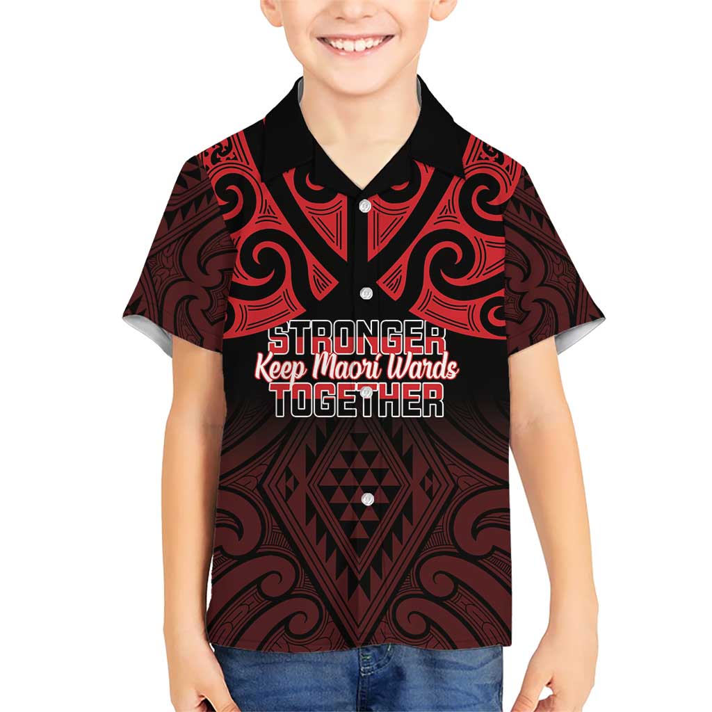 Personalised Keep Maori Wards New Zealand Family Matching Short Sleeve Bodycon Dress and Hawaiian Shirt Stronger Together Aotearoa Taniko LT14 Son's Shirt Black - Polynesian Pride