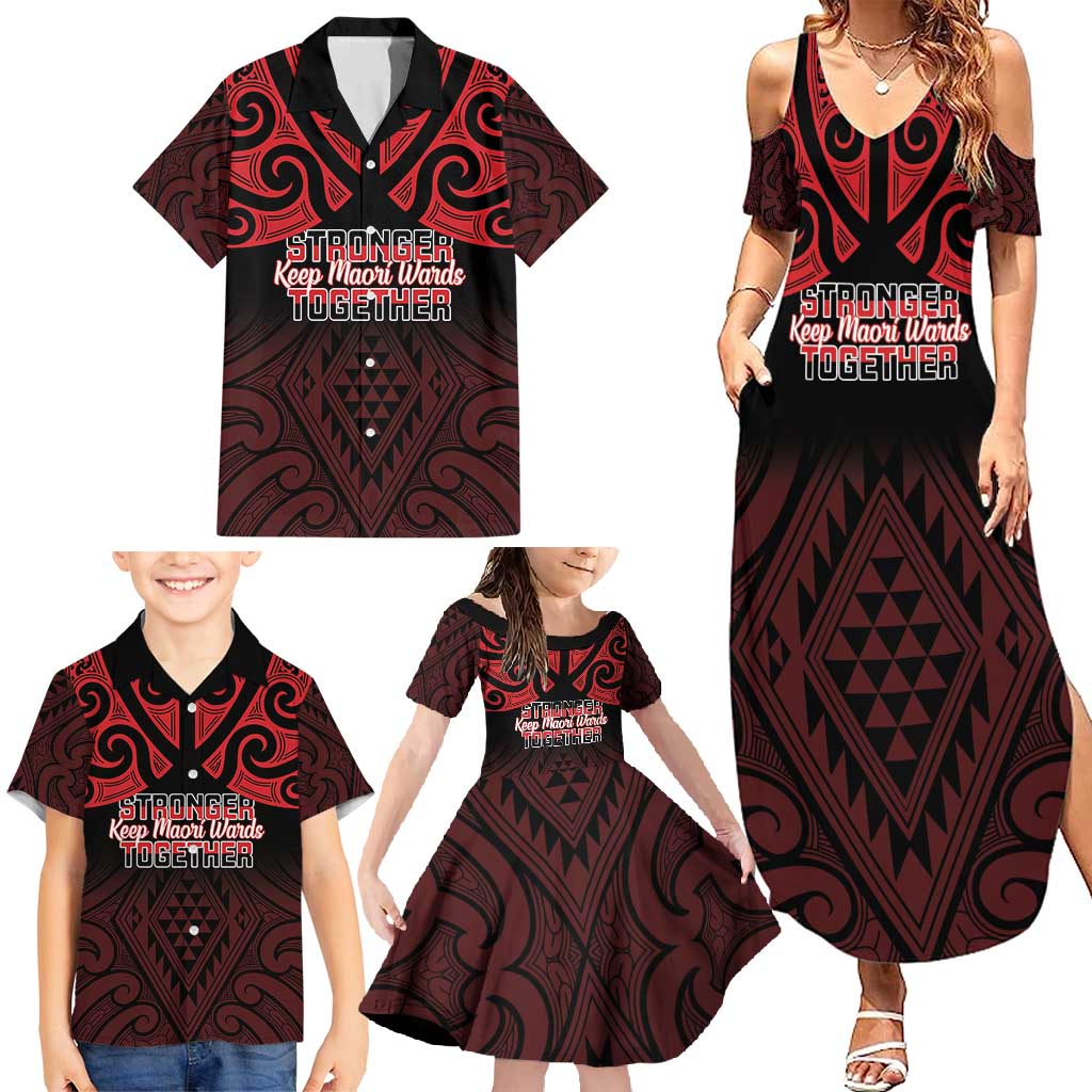 Personalised Keep Maori Wards New Zealand Family Matching Summer Maxi Dress and Hawaiian Shirt Stronger Together Aotearoa Taniko LT14 - Polynesian Pride