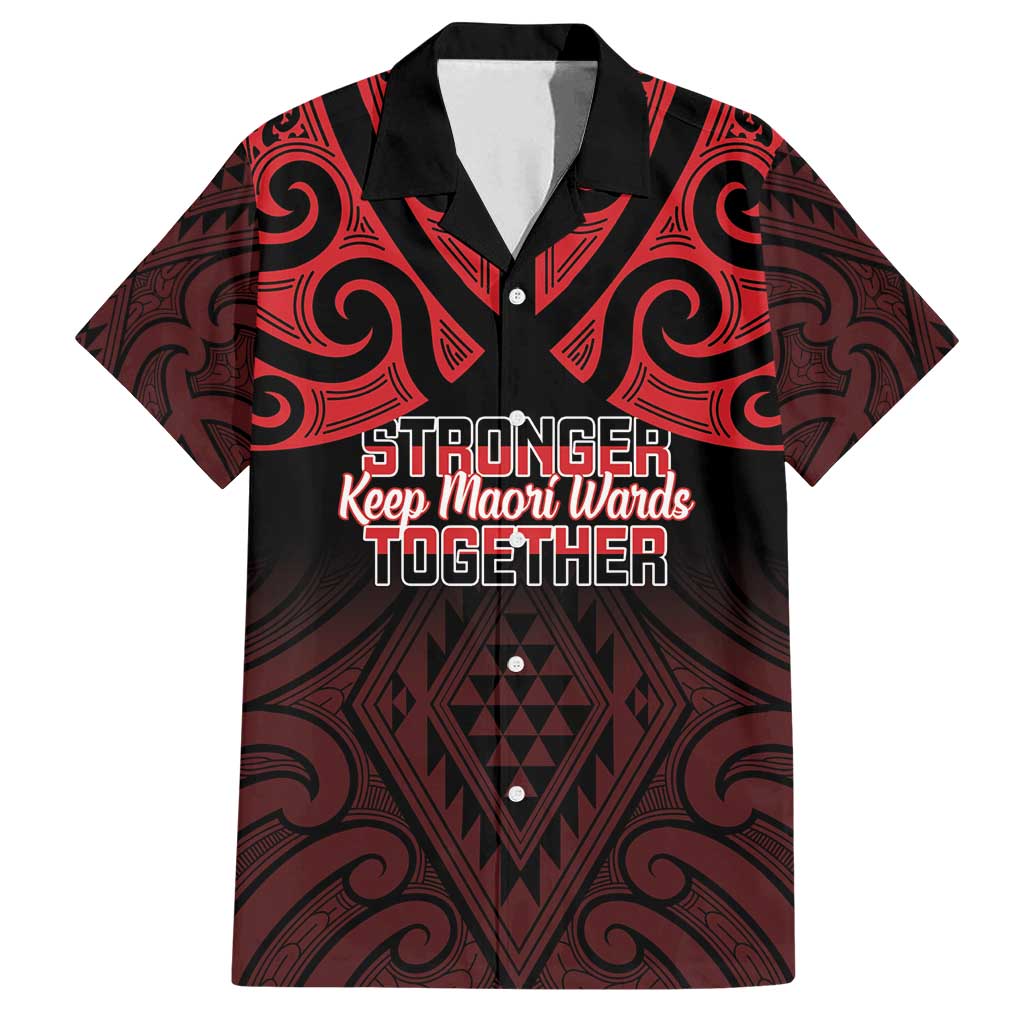 Personalised Keep Maori Wards New Zealand Family Matching Summer Maxi Dress and Hawaiian Shirt Stronger Together Aotearoa Taniko LT14 Dad's Shirt - Short Sleeve Black - Polynesian Pride