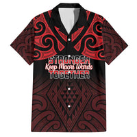 Personalised Keep Maori Wards New Zealand Family Matching Summer Maxi Dress and Hawaiian Shirt Stronger Together Aotearoa Taniko LT14 Dad's Shirt - Short Sleeve Black - Polynesian Pride