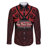 Personalised Keep Maori Wards New Zealand Family Matching Summer Maxi Dress and Hawaiian Shirt Stronger Together Aotearoa Taniko LT14 Dad's Shirt - Long Sleeve Black - Polynesian Pride