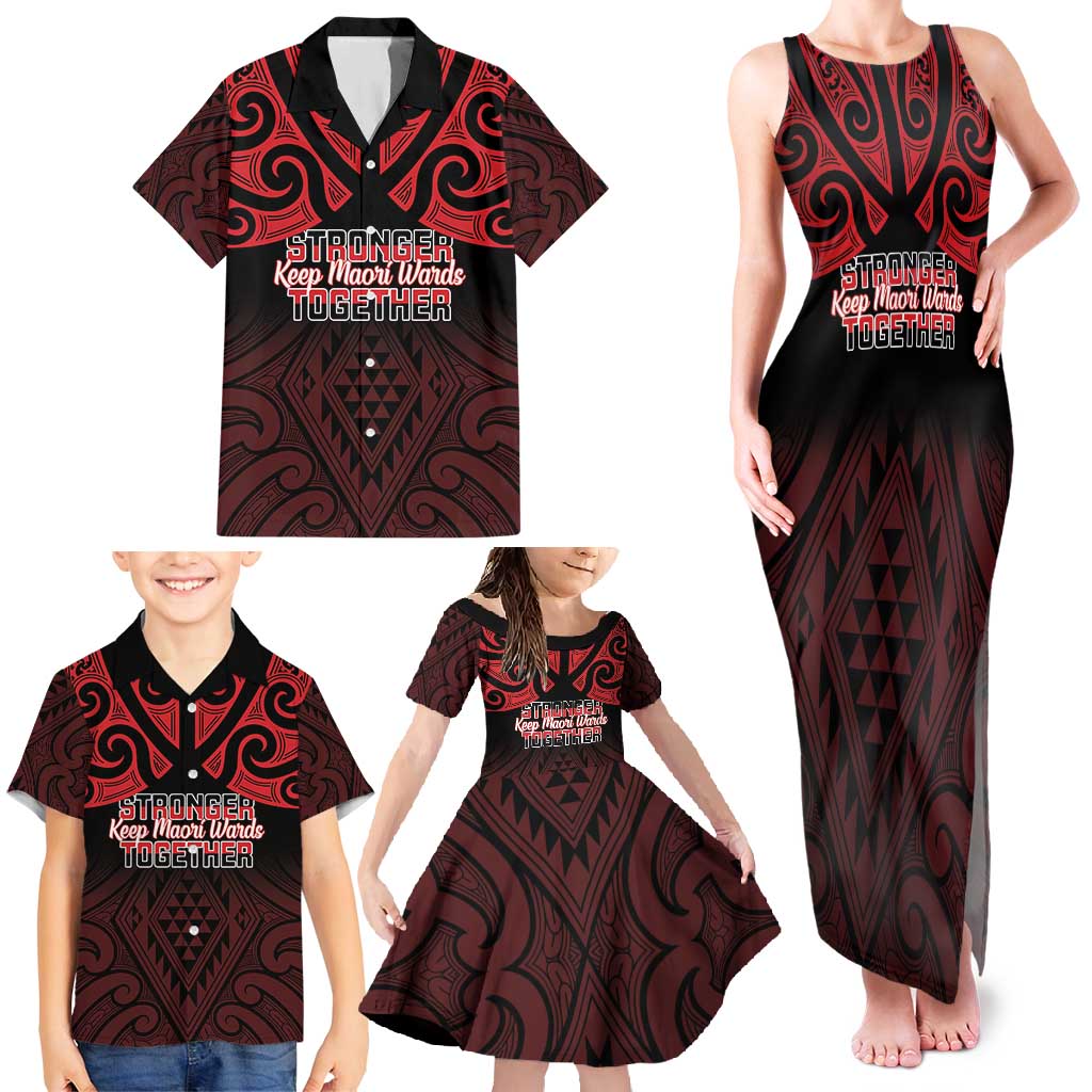 Personalised Keep Maori Wards New Zealand Family Matching Tank Maxi Dress and Hawaiian Shirt Stronger Together Aotearoa Taniko LT14 - Polynesian Pride