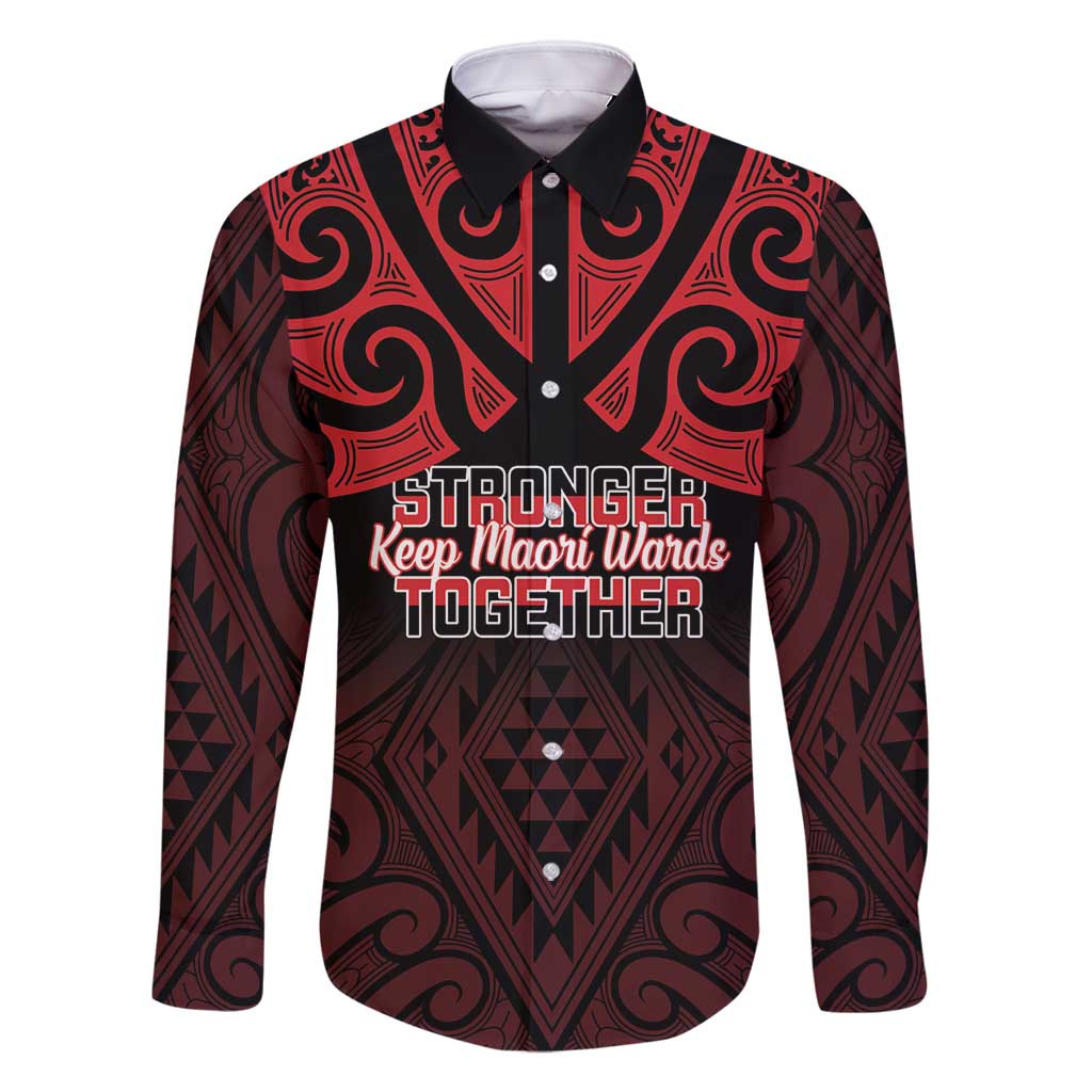 Personalised Keep Maori Wards New Zealand Family Matching Tank Maxi Dress and Hawaiian Shirt Stronger Together Aotearoa Taniko LT14 Dad's Shirt - Long Sleeve Black - Polynesian Pride