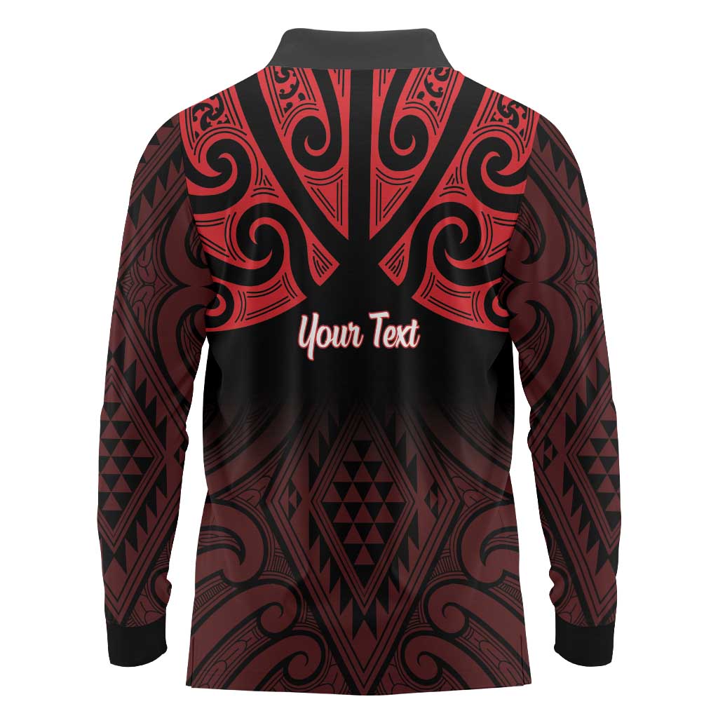 Personalised Keep Maori Wards New Zealand Long Sleeve Polo Shirt Stronger Together Aotearoa Taniko LT14 - Polynesian Pride