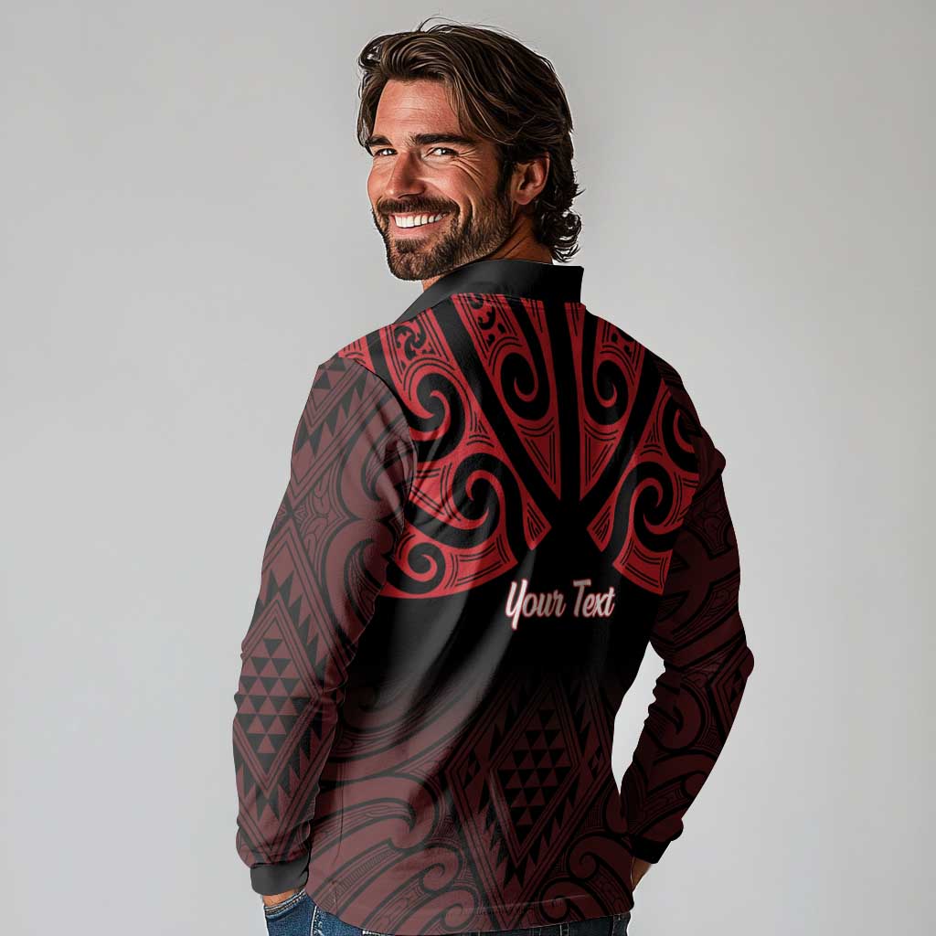 Personalised Keep Maori Wards New Zealand Long Sleeve Polo Shirt Stronger Together Aotearoa Taniko LT14 - Polynesian Pride