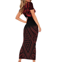Personalised Keep Maori Wards New Zealand Short Sleeve Bodycon Dress Stronger Together Aotearoa Taniko LT14 - Polynesian Pride