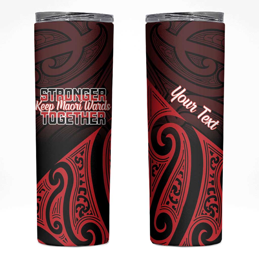 Personalised Keep Maori Wards New Zealand Skinny Tumbler Stronger Together Aotearoa Taniko LT14 Black - Polynesian Pride