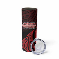 Personalised Keep Maori Wards New Zealand Skinny Tumbler Stronger Together Aotearoa Taniko LT14 - Polynesian Pride