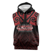 Personalised Keep Maori Wards New Zealand Sleeveless Hoodie Stronger Together Aotearoa Taniko LT14 Black - Polynesian Pride