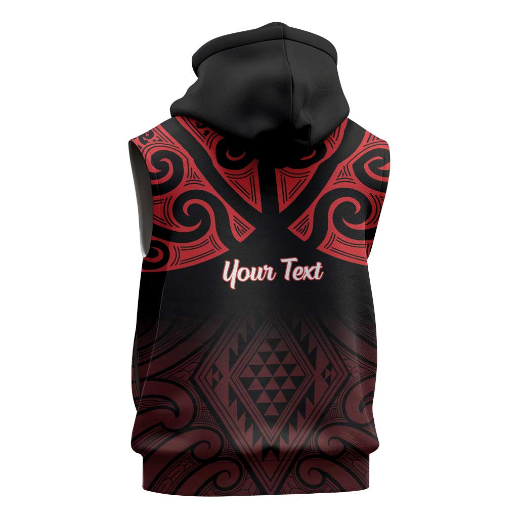 Personalised Keep Maori Wards New Zealand Sleeveless Hoodie Stronger Together Aotearoa Taniko LT14 - Polynesian Pride
