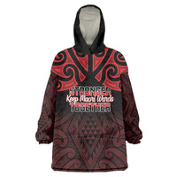 Personalised Keep Maori Wards New Zealand Wearable Blanket Hoodie Stronger Together Aotearoa Taniko LT14 One Size Black - Polynesian Pride
