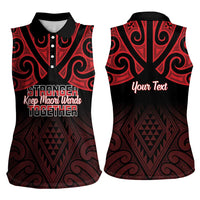 Personalised Keep Maori Wards New Zealand Women Sleeveless Polo Shirt Stronger Together Aotearoa Taniko LT14 - Polynesian Pride
