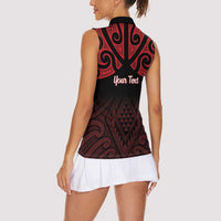 Personalised Keep Maori Wards New Zealand Women Sleeveless Polo Shirt Stronger Together Aotearoa Taniko LT14 - Polynesian Pride