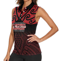 Personalised Keep Maori Wards New Zealand Women Sleeveless Polo Shirt Stronger Together Aotearoa Taniko LT14 - Polynesian Pride