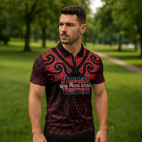 Personalised Keep Maori Wards New Zealand Zipper Polo Shirt Stronger Together Aotearoa Taniko LT14 - Polynesian Pride