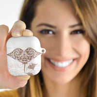 New Zealand Manta Ray Tattoo AirPods Case Aotearoa Maori Haehae Beige LT14 - Polynesian Pride
