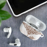 New Zealand Manta Ray Tattoo AirPods Case Aotearoa Maori Haehae Beige LT14 - Polynesian Pride