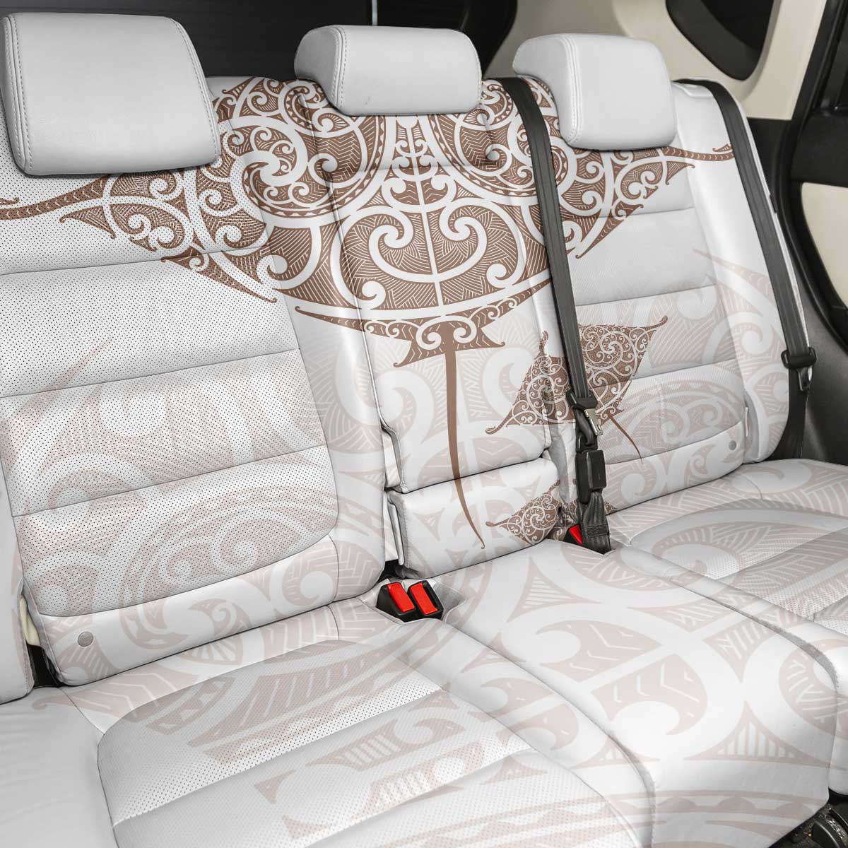 New Zealand Manta Ray Tattoo Back Car Seat Cover Aotearoa Maori Haehae Beige LT14 - Polynesian Pride