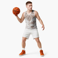 New Zealand Manta Ray Tattoo Basketball Jersey Aotearoa Maori Haehae Beige LT14 - Polynesian Pride