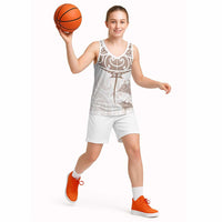 New Zealand Manta Ray Tattoo Basketball Jersey Aotearoa Maori Haehae Beige LT14 - Polynesian Pride