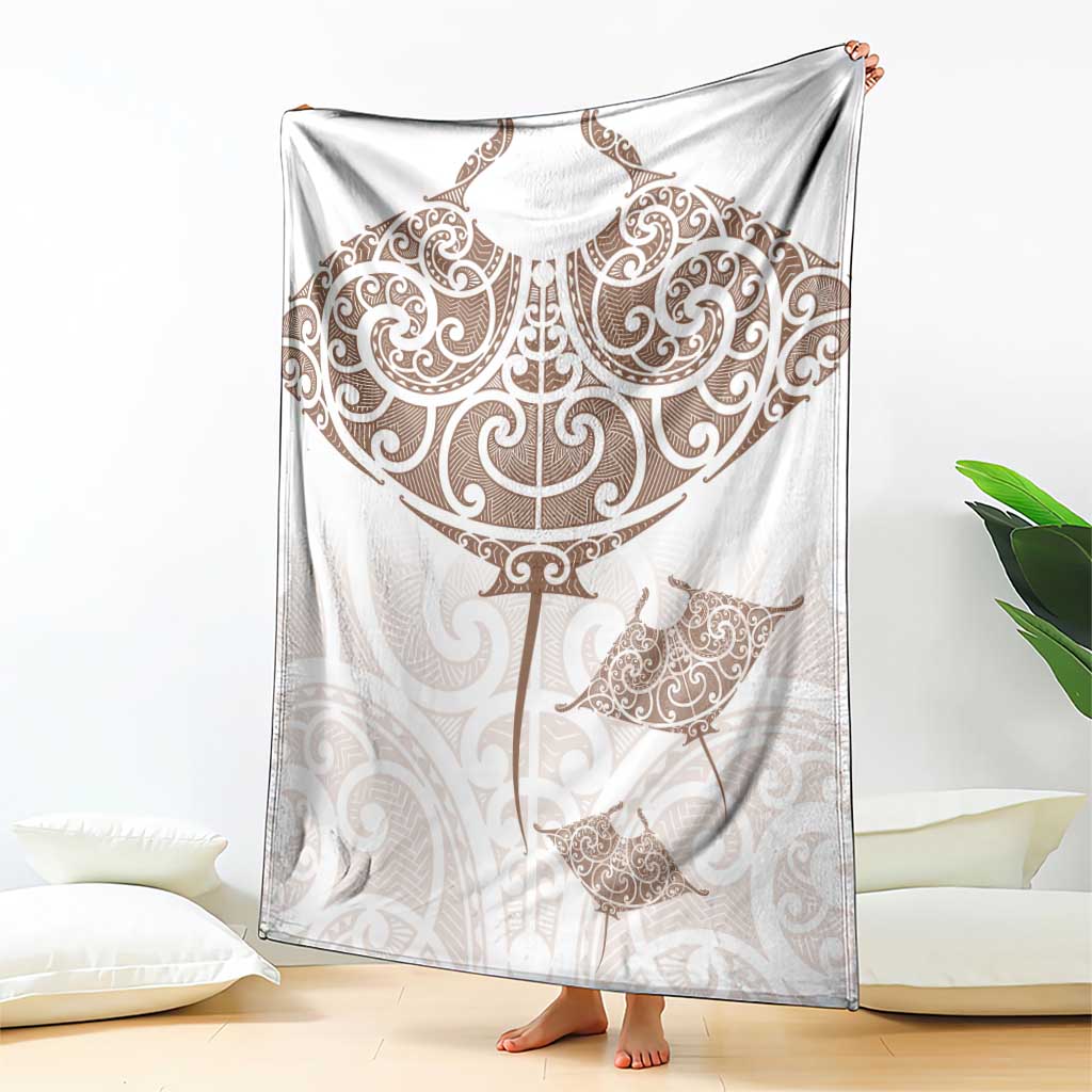 New Zealand Manta Ray Tattoo Blanket Aotearoa Maori Haehae Beige - Polynesian Pride