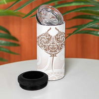 New Zealand Manta Ray Tattoo 4 in 1 Can Cooler Tumbler Aotearoa Maori Haehae Beige LT14 - Polynesian Pride