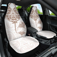 New Zealand Manta Ray Tattoo Car Seat Cover Aotearoa Maori Haehae Beige LT14 One Size White - Polynesian Pride
