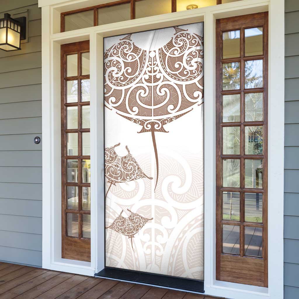 New Zealand Manta Ray Tattoo Door Cover Aotearoa Maori Haehae Beige LT14 - Polynesian Pride