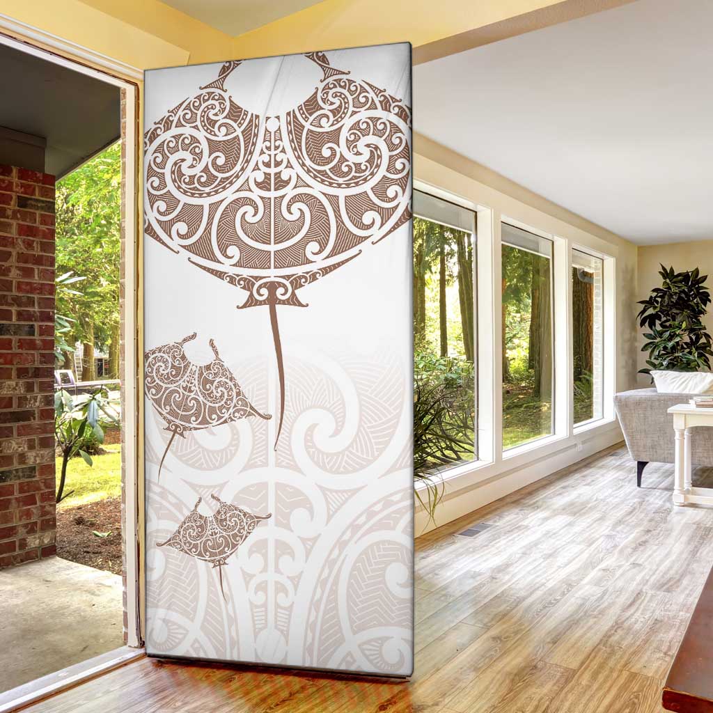 New Zealand Manta Ray Tattoo Door Cover Aotearoa Maori Haehae Beige LT14 - Polynesian Pride