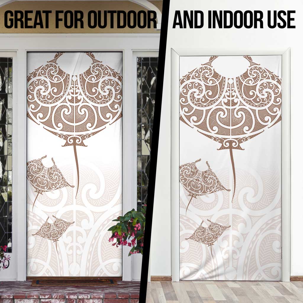 New Zealand Manta Ray Tattoo Door Cover Aotearoa Maori Haehae Beige LT14 - Polynesian Pride