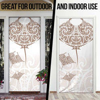 New Zealand Manta Ray Tattoo Door Cover Aotearoa Maori Haehae Beige LT14 - Polynesian Pride