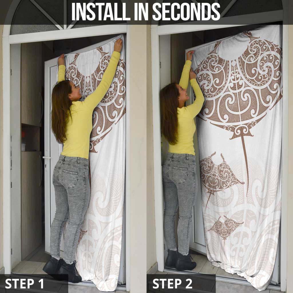 New Zealand Manta Ray Tattoo Door Cover Aotearoa Maori Haehae Beige LT14 - Polynesian Pride
